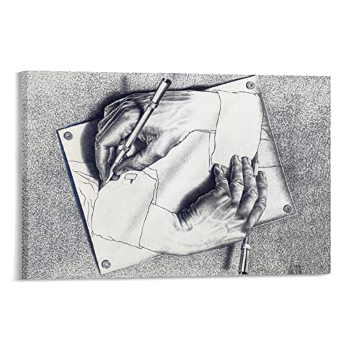 XINXUN Maurits Cornelis Escher abstraktes modernes Kunstwerk Poster Zeichnung Hände Leinwand Wandkunst Drucke Poster Geschenke Foto Bild Malerei Poster Raumdekoration Heimdekoration 30 x 45 cm von XINXUN
