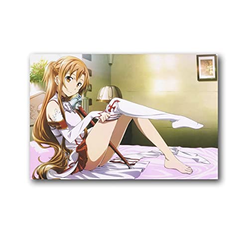 XINXUN SAO Schwertkunst Online-Anime-Poster Yuuki Asuna Seidenstrümpfe Leinwand-Wandkunst Poster Dekoratives Schlafzimmer Modern Home Druck Bild Kunstwerke Poster 60 x 90 cm von XINXUN