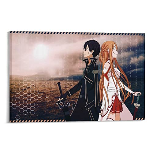 XINXUN SAO Sword Art Online Anime Poster Yuuki Asuna und Kirito Kunst Poster Leinwand Gemälde Dekor Wanddruck Fotogeschenke Zuhause Modern Dekorative Poster Gerahmt/ungerahmt 30 x 45 cm von XINXUN