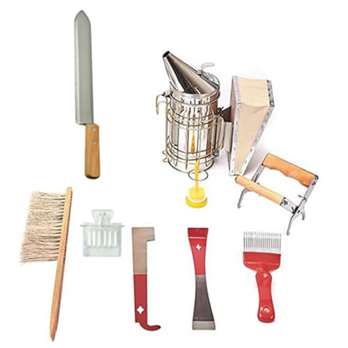 XINYIN 9-teiliges Imkereibedarf, Imkerei-Werkzeug-Set, Bienenhaltungszubehör, Starter-Kits für Anfänger, professionelles Imkereiwerkzeug-Set von XINYIN