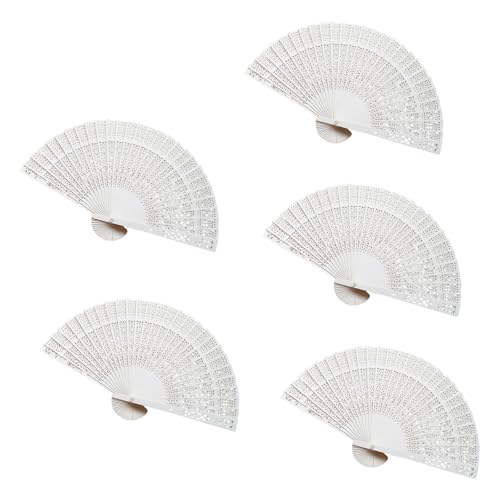 XINYIN Handgefertigter Holzfächer, Handfächer, Hochzeitsfächer, faltbar, duftend, für Gäste, Geschenk, Hochzeit, Gastgeschenk, für Gäste, 5 Stück von XINYIN