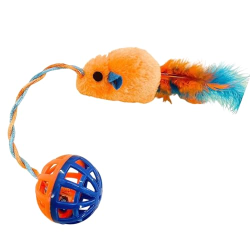 XINYIN Multifunktionaler Teaser mit Sound und Glocken, gefiedertes Plüschtier, fördert Raubspiel und Haustier-Training, Geräuschentwicklung, Katzenspielzeug von XINYIN