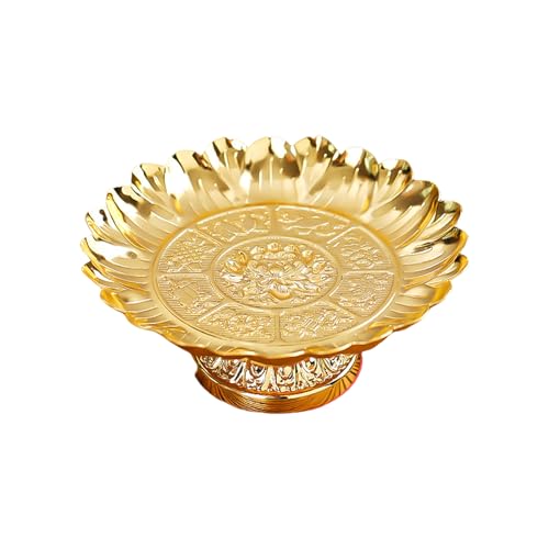 XINYIN Traditioneller buddhistischer Opferteller mit Lotus-Muster, Heimtempel, Dekoration, Tablett, Lotus-, Obstschale von XINYIN