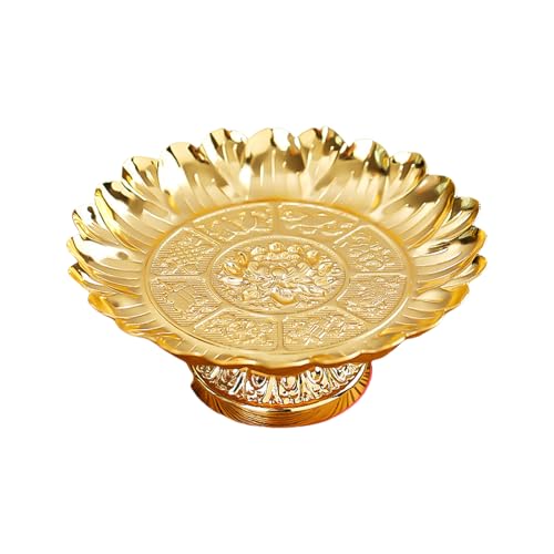 XINYIN Traditioneller buddhistischer Opferteller mit Lotus-Muster, Heimtempel, Dekoration, Tablett, Lotus-, Obstschale von XINYIN