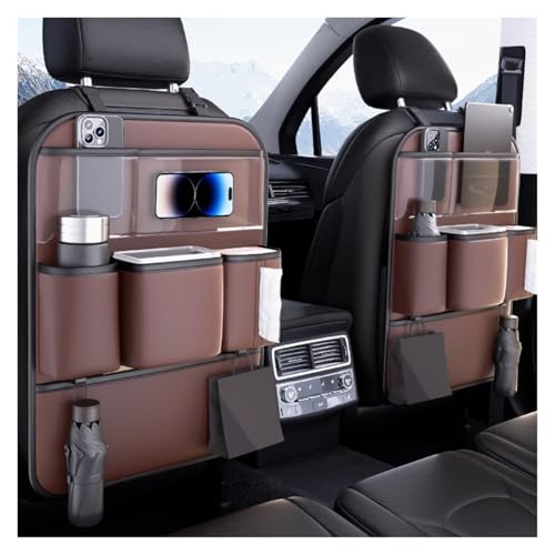 Autositz Organizer Kinder FüR Volvo XC 40 Recharge 2022-2023, Auto Multifunktional Wasserdicht Rücksitz Organizer, Leicht Zu Reinigen Rücksitz Organizerwith Tablet Storage(Brown,Two Storage) von XINYUNFEI