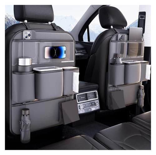 XINYUNFEI Autositz Organizer Kinder FüR Volvo XC 40 Recharge 2022-2023, Auto Multifunktional Wasserdicht Rücksitz Organizer, Leicht Zu Reinigen Rücksitz Organizerwith Tablet Storage(Grey,Two Storage) von XINYUNFEI