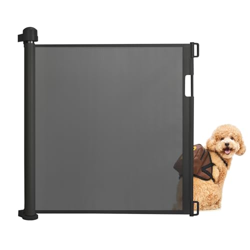 XINZI 0-180cm Treppenschutzgitter Ausziehbar Baby Absperrgitter für Kinder Katzen & Haustiere PVC Kinderschutzgitter Mobile Hundegitter Rollo für Treppen Türen Küchen Innen- & Außenbereich (Schwarz) von XINZI