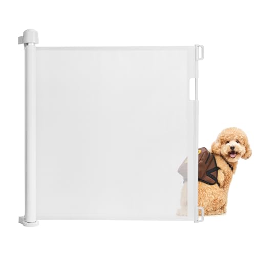 XINZI 0-180cm Treppenschutzgitter Ausziehbar Baby Absperrgitter für Kinder Katzen & Haustiere PVC Kinderschutzgitter Mobile Hundegitter Rollo für Treppen Türen Küchen Innen- & Außenbereich (Weiß) von XINZI