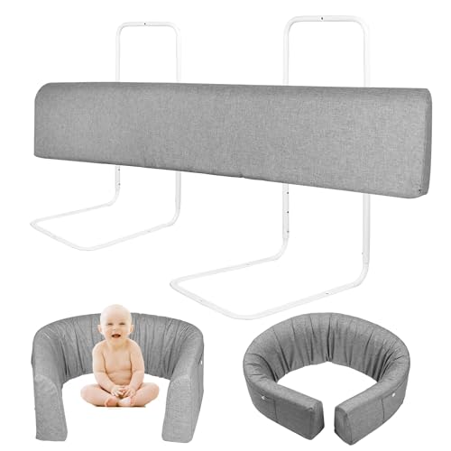 XINZI 100cm Verformbar Rausfallschutz Bettgitter für Kinder 5-Loch Höhenverstellbar Bettkantenschutz Set Kinderbettgitter mit Waschbare Kopfkissenbezug Babybettgitter für Familienbett/Kinderbett von XINZI