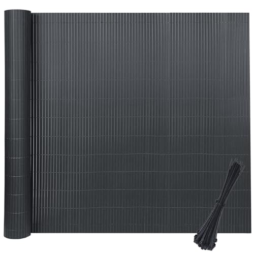 XINZI 160x500cm PVC Balkon Sichtschutzmatte Wetterfest Balkonverkleidung Sichtschutz Zäune mit Kabelbindern Kunststoff Gartensichtschutz Lamellen für Garten Balkon Terrasse (Anthrazit) von XINZI
