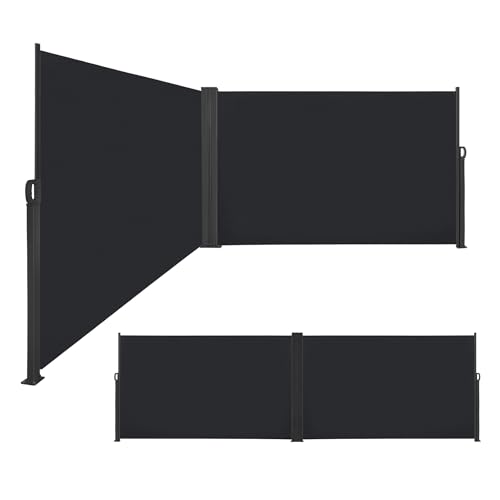XINZI 180x600cm Seitenmarkise Ausziehbar aus Aluminium Doppelseitig Wandmarkise Seitenrollo Markise mit Automatische Einfahrfunktion Sonnenschutz Sichtschutz für Balkon Terrasse Garten, Anthrazit von XINZI
