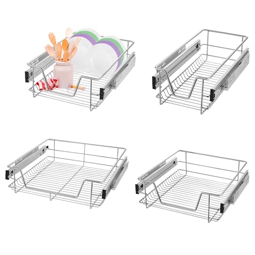 XINZI 2 Stück Ausziehfächer für Küchenschrankordnungssysteme Teleskopschublade aus Metall Ausziehbare Schrankauszug Organizer zum Herausziehen Teleskopregal Korbauszug für Küchenschrank (60cm) von XINZI
