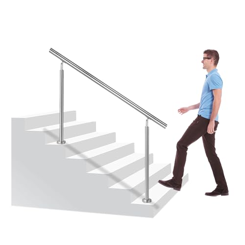 XINZI 200cm Edelstahl Handläufe für Treppen Einstellbarer Winkel Treppengeländer Außen Geländer ohne Querstreben Handrails für Gartentreppen Eingangstreppen Balkontreppen Terrassentreppen von XINZI
