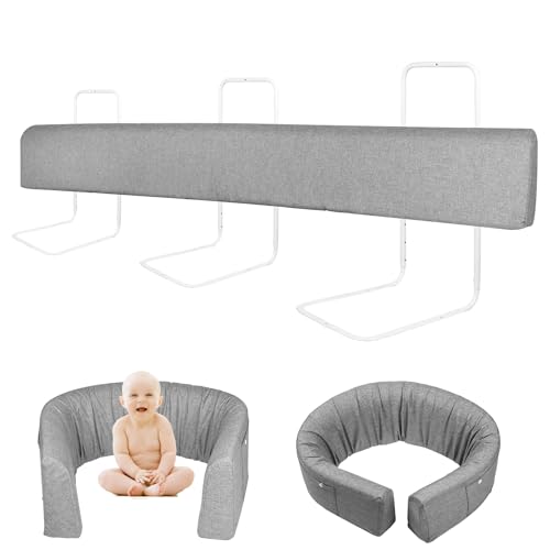 XINZI 2X 180cm Verformbar Rausfallschutz Bettgitter für Kinder 5-Loch Höhenverstellbar Bettkantenschutz Set Kinderbettgitter mit Waschbare Kopfkissenbezug Babybettgitter für Familienbett/Kinderbett von XINZI