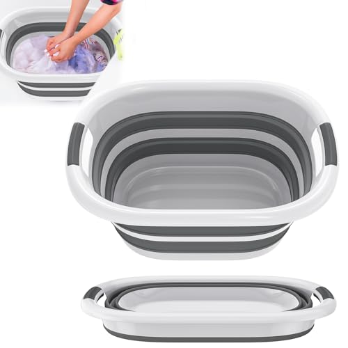XINZI 40L Faltbarer Wäschekorb aus PP+TPE, Collapsible Laundry Basket Platzsparender Waschbehälter mit Griffen, Portable Washing Tub Aufbewahrungsbehälter Space Saving Hamper Container von XINZI