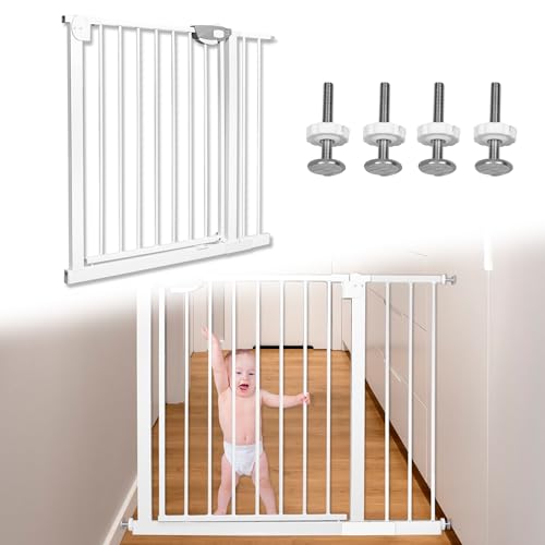 XINZI 85-95cm Türschutzgitter Metall Treppenschutzgitter Ohne Bohren Höhe 78cm Türgitter Treppengitter Weiß Baby Schutzgitter Kinderschutzgitter Beidseitig Schwenkbar und Schließt Automatisch von XINZI