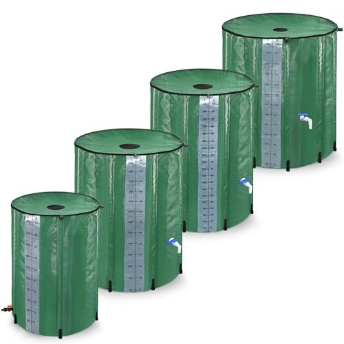 XINZI Faltbare Regentonne mit Skala, Tragbarer Wasserauffangbehälter Regenwassertank Regenwassertonne, 750 Liter PVC Wassertank mit Wasserhahn und Ablauf Regenfass zum Sammeln von Regenwasser (Grün) von XINZI