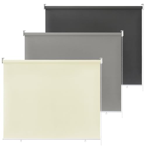 XINZI Fenster Rollos für Innen 100x140cm Verdunkelungsrollo Außenrollo Seitenzugrollos Blickdichte Fensterrollos Beschattung Senkrechtmarkise Sichtschutz Springrollos für Fenster & Tür (Anthrazit) von XINZI