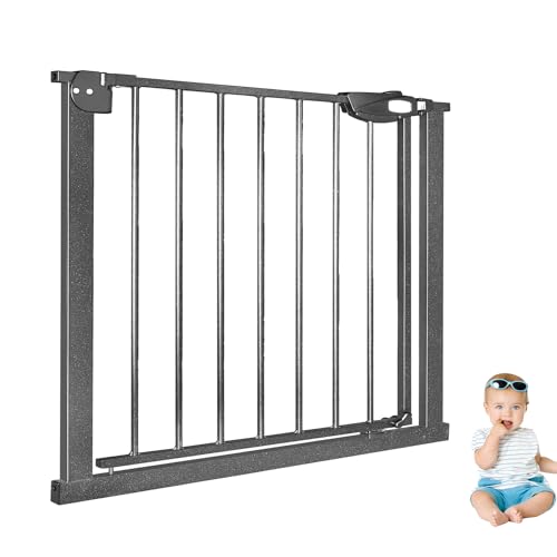 XINZI Treppenschutzgitter Baby Türschutzgitter Ohne Bohren 75-85 cm Absperrgitter Auto-Close Treppengitter Kindergitter 180° Zweiwegeöffnung Türgitter Metall Gitter Haustier, Schwarz von XINZI