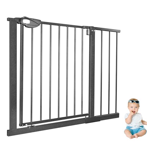 XINZI Treppenschutzgitter Baby Türschutzgitter Ohne Bohren 95-105 cm Absperrgitter Auto-Close Treppengitter Kindergitter 180° Zweiwegeöffnung Türgitter Metall Gitter Haustier, Schwarz von XINZI