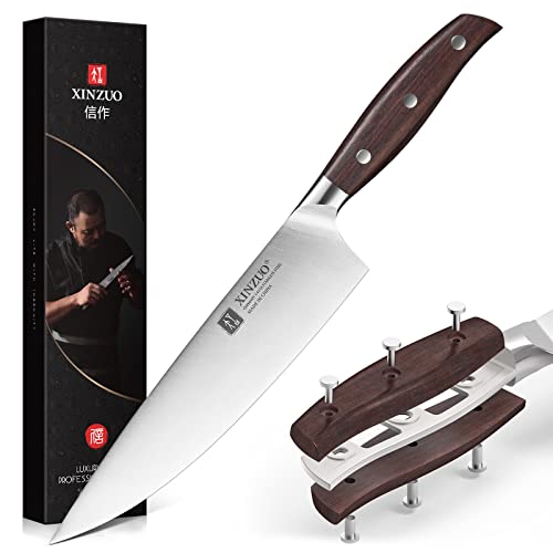 XINZUO 20.3cm Kochmesser Deutschem 1.4116 Edelstahl, Hochgekohlter Edelstahl Scharfe Messerklinge Chefmesser, Profi Küchenmesser Multifunktions Fleischmesser -Red Sandalwood Griff-Zhi Serie von XINZUO
