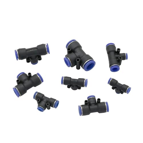 XIOKLM PEG Pneumatische Komponenten, Luftröhre, T-Typ, Reduzier-T-Stück PEG8-6, Schnellsteckverbinder, spezielle Reduzierung, 3-Wege-Schnellsteckverbinder (10 mm - 8 mm) von XIOKLM