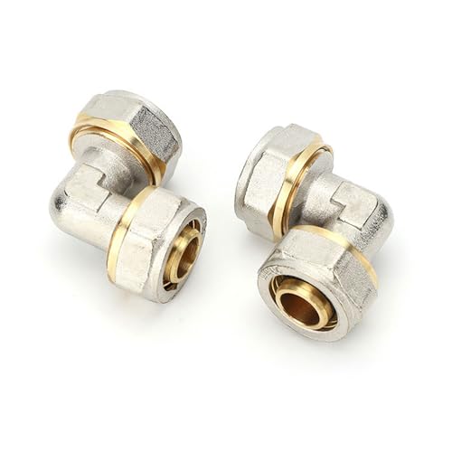2 Stück 90° Schraubfitting Winkel für Ø16x2 mm Rohr, DVGW, UBA Konform, Messing Klemmverschraubung für Mehrschicht Verbundrohr, Klemmverschraubung für Heizungskanäle, Wasserleitung (16mm) von XIONGXIAOZHI