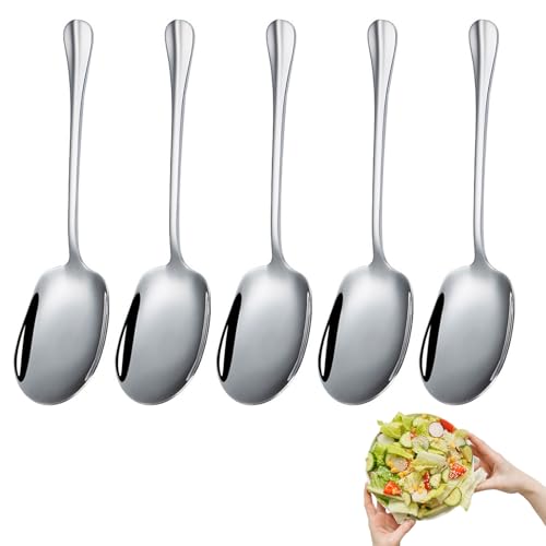 Servierlöffel Edelstahl 21cm Vorlegebesteck Edelstahl Servierlöffel Mit Langen Griffen Großer Löffel Servierlöffel Für Verwendung In Küchen, Cafeterien, Picknicks, Partys (5 Stück) von XIONGXIAOZHI