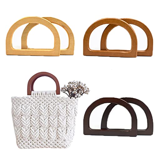 Taschengriffe Holz, 6 Stücke Handtasche Griff Ersatz D-Form Handtasche Tragegriff Tragegriff Taschengriffe Rund Holz für die Diy-Herstellung von Geldbörsen-Handtaschengriffen von XIONGXIAOZHI