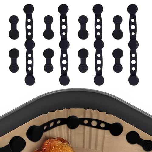 XIONGXIAOZHI 12 Stück Airfryer Magnete für Backpapier Magnetische Backpapier Befestigungsschnalle Pergamentpapier Luftbraten Magnet Silikonschnallen Zum Halten von Air Fryer Pergamentpapier von XIONGXIAOZHI