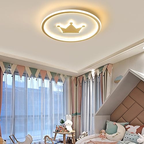 XIOUVI LED-Deckenleuchte Schlafzimmer Kinderzimmer Lampe Dimmbar Cartoon Jungen Mädchen Deckenleuchte Für Kinder Goldene Krone Deckenleuchte Für Wohnzimmer, Schlafzimmer, Flur, Babyzimmer, 50CM von XIOUVI