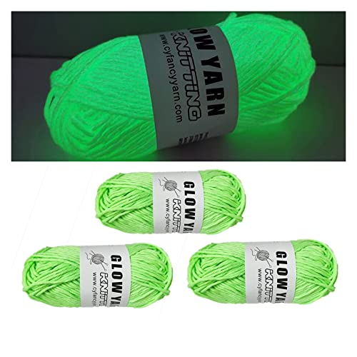 XIRUJNFD Glow in The Dark Yarn, 3 Rolls DIY Glow Yarn, Glow in The Dark Yarn for Crochet, Glow Yarn for Knitting, Crocheting, Crafts Sewing Beginners (Optical Green,3 Rolls) von XIRUJNFD