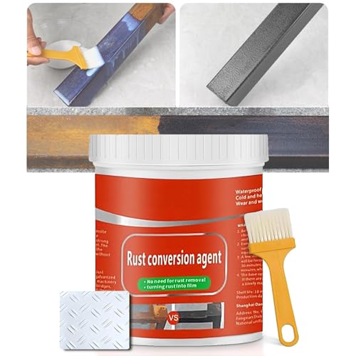 XIRUJNFD Rust Converter for Metal with Brush, 10.7 FL Oz Rust Remover for Metal, Multi Functional Metal Conversion Agent, Rust Converter for Metal, Car, Steel, Rust Paint for Metal (White) von XIRUJNFD
