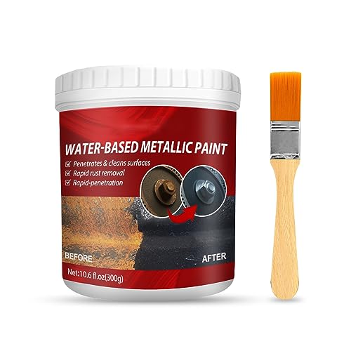 XIRUJNFD Rust Removal Converter Metallic Paint, 100G/300G Water-Based Metal Rust Remover, Rust Remover Converter for Metal, Car Anti Rust Paint Chassis Universal with Brush (300g+Brush,1 Set) von XIRUJNFD
