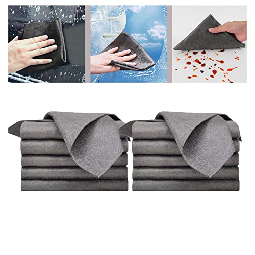 XIRUJNFD Thickened Magic Cleaning Cloth, Reusable Glass Polishing Cloth, Miracle Cleaning Cloth, Microfiber Towels, Micro Fiber Cloth for Glass (11.8 * 11.8in,10Pcs) von XIRUJNFD
