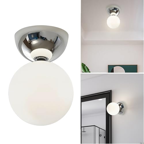 XIRYTU-H Moderne Glas-Deckenleuchte oder Wandleuchte im nordischen Stil, G9 Metall Metallfassung mit Glas-Kugel, Kleine Deckenlampe für Schlafzimmer Bad Flur (Silber) von XIRYTU-H