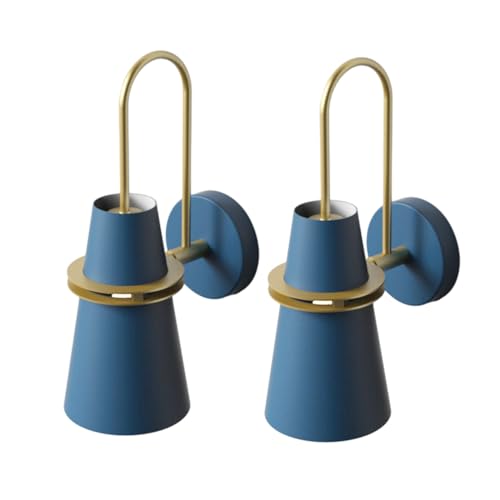 XIRYTU-H Moderne Wandleuchte,Metall-Schirm Wandlampe,E27 innen Beleuchtung Leuchte für Schlafzimmer, Esszimmer (Blau, 2er-Pack) von XIRYTU-H