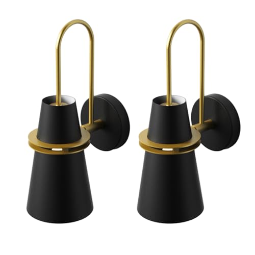 XIRYTU-H Moderne Wandleuchte,Metall-Schirm Wandlampe,E27 innen Beleuchtung Leuchte für Schlafzimmer, Esszimmer (Schwarz, 2er-Pack) von XIRYTU-H