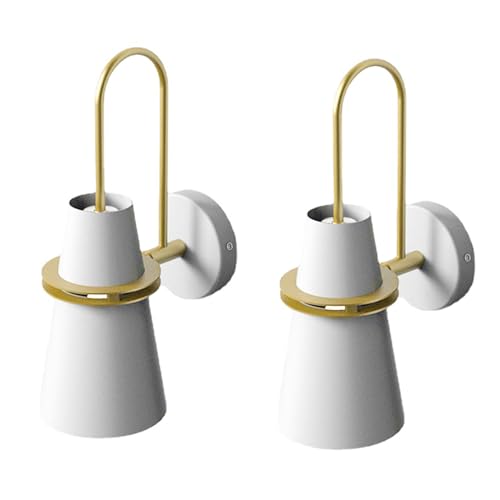 XIRYTU-H Moderne Wandleuchte,Metall-Schirm Wandlampe,E27 innen Beleuchtung Leuchte für Schlafzimmer, Esszimmer (Weiß, 2er-Pack) von XIRYTU-H