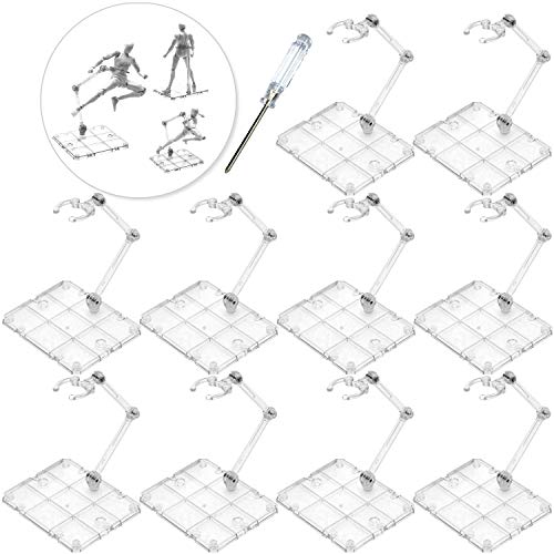 XISTEST Actionfigurenständer, 10 Stück + Schraubendreher, Klar, Kunststoff von XISTEST