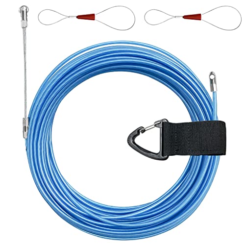 Kabel Einziehhilfe Einziehspirale Zugdraht mit Führungsfeder Einziehband Einfachem Griff zum Einziehen von Kabeln in Leerrohren Ø3 mm 20m von XISUN