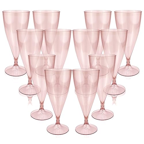 XISUN Stapelbares Champagnergläser Plastik Sektgläser Weingläser mit 2Stk Aufkleber Sektglas Mehrweg Sekt Gläser Camping Sektflöten 100ml 12pcs von XISUN