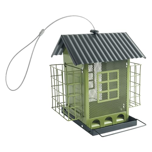 Durability Metal Outdoor Bird Feeders Double Roof Weather Resistant For Backyard Garden Birdwatching Weatherproof Bird von XITEA