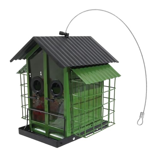 Durability Metal Outdoor Bird Feeders Double Roof Weather Resistant For Backyard Garden Birdwatching Weatherproof Bird von XITEA