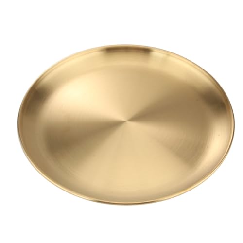 Praktisches rundes Edelstahl-Tabletts-Set, lebensmittelecht, rostbeständig, einfach zu bedienen, Grill-Essenteller aus Metall von XITEA