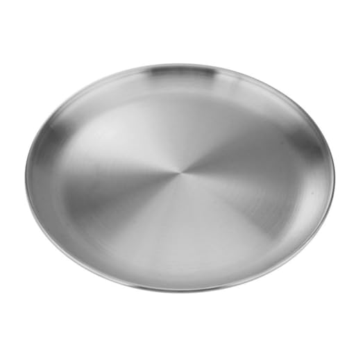 Praktisches rundes Edelstahl-Tabletts-Set, lebensmittelecht, rostbeständig, einfach zu bedienen, Grill-Essenteller aus Metall von XITEA