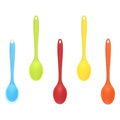 Set mit 5 Silikon-Reislöffeln, bequem zu halten, Suppenlöffel, Küchenlöffel, Silikon-Servierlöffel für Küche, Esszimmer von XITEA