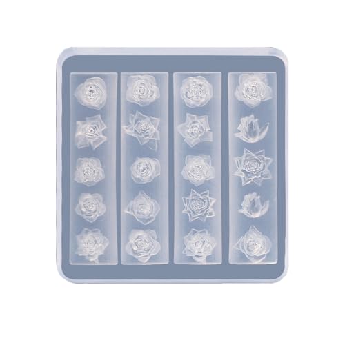 Stabile Nagelkunst-Prägeform 3D-Rosenblüten, Silikonform für kreative Harzgießen und Nageldekorationsprojekte von XITEA