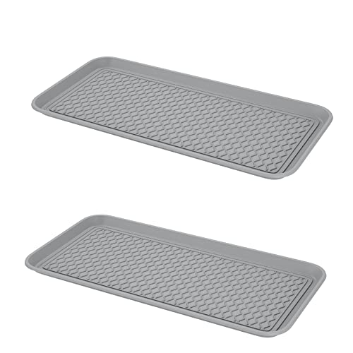 Schuhabtropfschale 2er Set Schuhablage mit erhöhtem Rand Abtropfschale für Regen Herbst & Winter Grau 76 x 38 cm Schuhabtropfschale 2er Set Schuhablage mit erhöhtem Rand Abtropfschale für Regen Herbst & Winter Grau 76 x 38 cm von XIU-C.