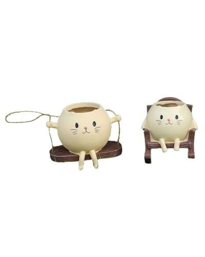 XIUCAI Schaukelstuhl oder Schaukel Katzen Pflanzgefäße mit Abflusslöchern, Resin Sukkulententöpfe für Innen- und Außenbereich Garten Zuhause Schreibtisch Deko,Set von XIUCAI